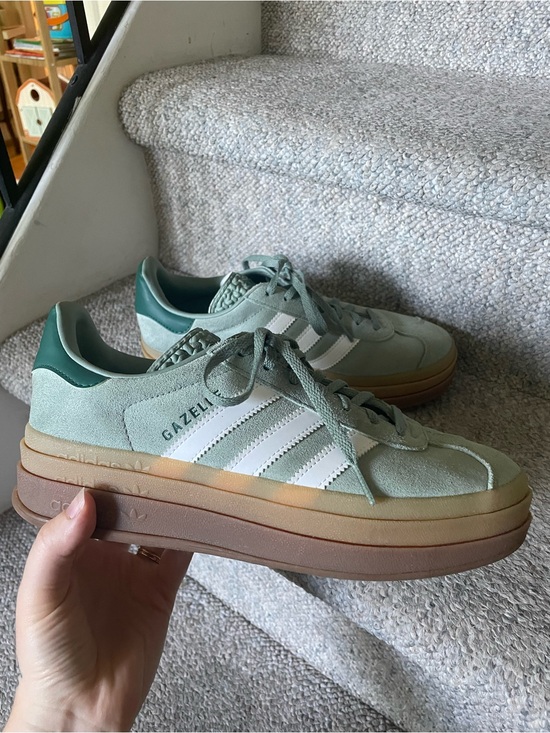 adidas Shoes - Adidas Gazelle Platform Bold Retro Modern Heritage Silver Green Gum Sneakers 8